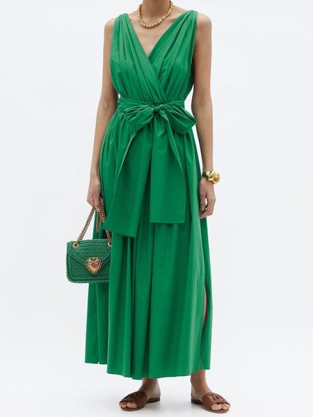

Plain Casual Daily V Neck Party Maxi Dress, Green, Maxi Dresses