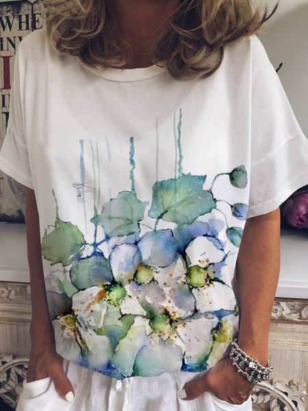 

Girocollo Semplice Maniche Corte Camicie & Top, Bianco, T-Shirts