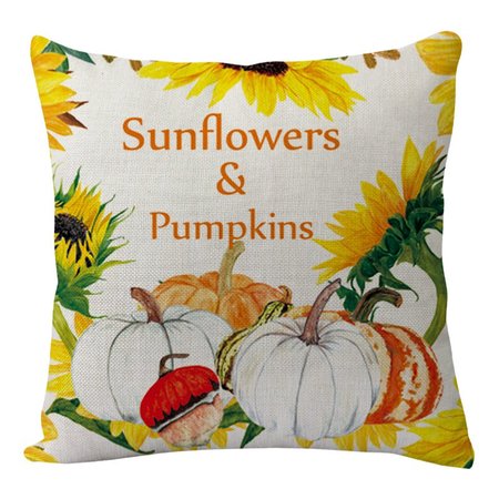 

Sunflower Pumpkin Flax Pillowcase 45*45cm, Home＆Garden