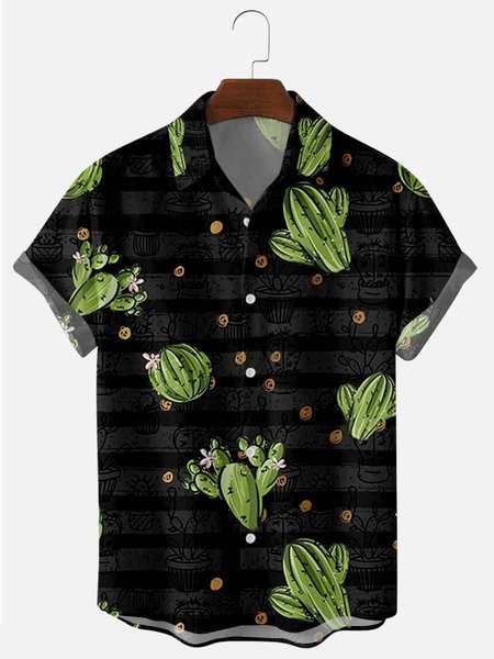 

Regular Fit Short Sleeve Casual Shirt for Men, Black, Men's Floral shirt