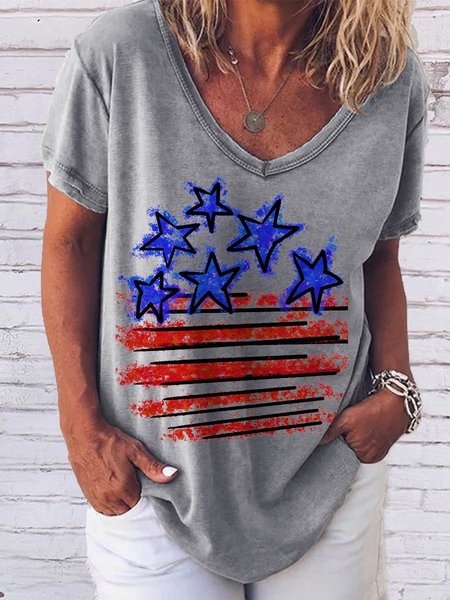 

Memorial Day Stars & Stripes Graphic Short Sleeve Tee, Gray, T-shirts
