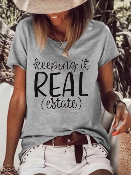 

Keeping It Real Graphic Women Tee, Gray, T-shirts