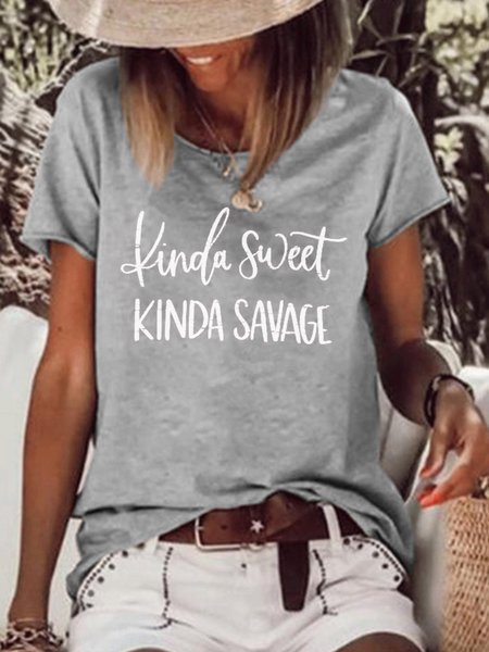 

Kinda Sweet Kinda Savage Shirt, Sarcastic mom shirts, Sassy shirt, Girl power shirt, Hand screen printed, Gift for her, Gray, T-shirts
