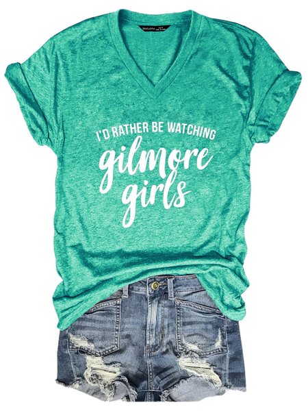 

i'd rather be watching gilmore shirt, lorelai rory lane sookie emily paris, luke's diner, tv show tshirt, tumblr, lorelai gilmore, Grass green, T-shirts