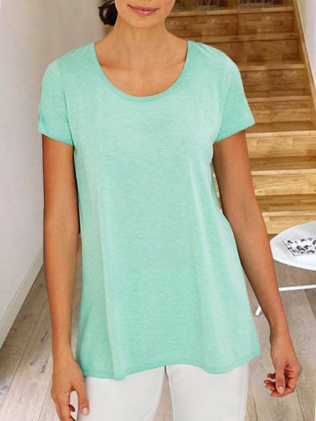 Solido Maniche Corte Girocollo Statement Top, Verde, Tops