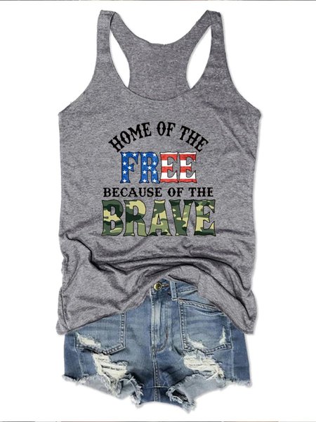 

home of the free because of the brave tank, Gray, Tank Tops