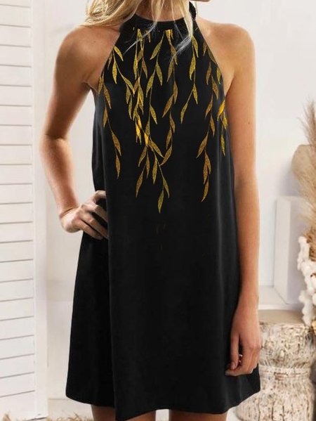 

A-line Misto Cotone Abito, Nero, Dresses