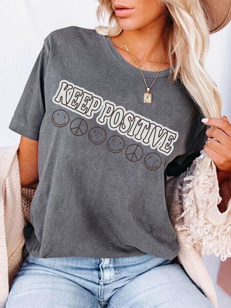 

Keep Positive Women Tee, Gray, T-shirts