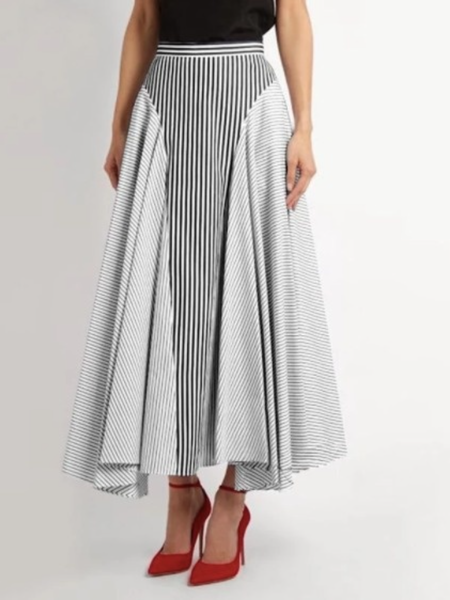 

Work A-line Resort Paneled Date Maxi Skirt, Black-white, Maxi Skirts