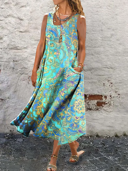 

Girocollo Dritto Gonna Casuale, Verde, Maxi Dresses