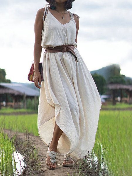 

Casuale Sciolto Vacanza tuta, Bianco, Jumpsuits