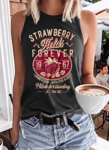 

Strawberry Fields Forever Women Vests, Black, Tank Tops