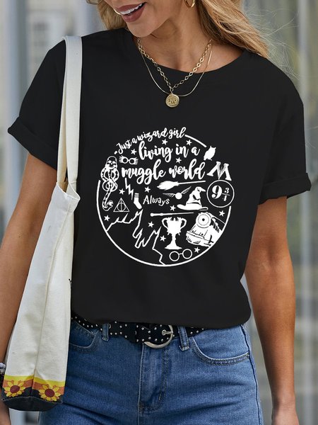 

Just a wizard GIRL Tee, Black, T-shirts