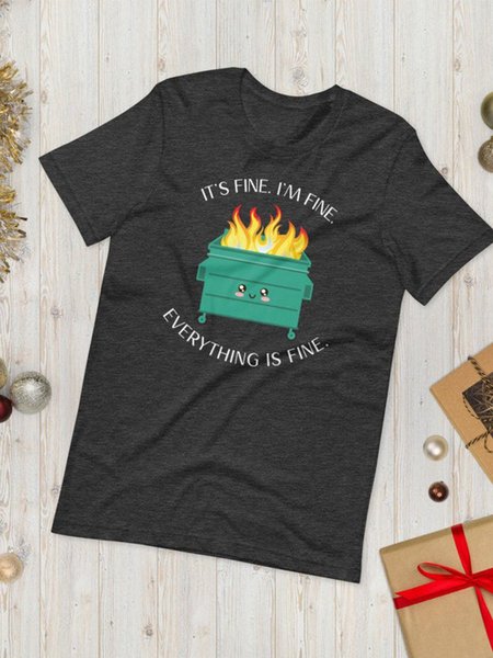

It's Fine I'm Fine Everything Is Fine Women Tee, Black, T-shirts