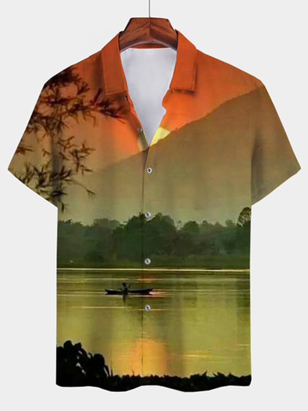 

Cotton-Blend Shirts & Tops, Orange, Men's Floral shirt
