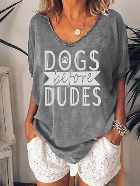 

Dogs Before Dudes Women Tee, Gray, T-shirts