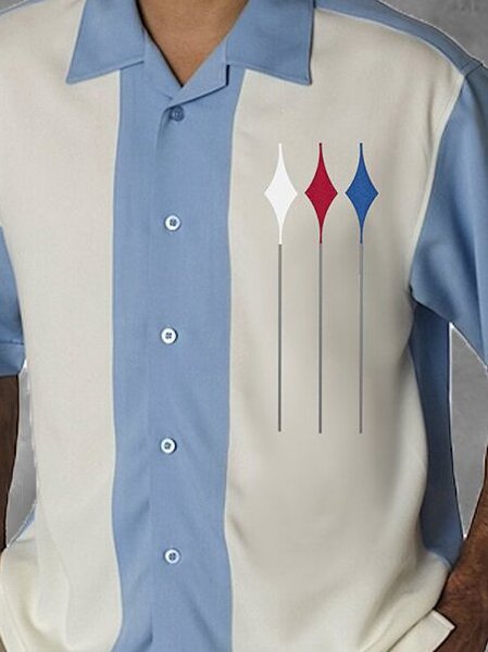 

Shirt Collar Casual Shirts & Tops, Lightblue, Shirts