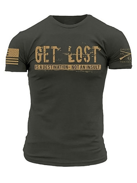 

Crew Neck Cotton-Blend Shirts & Tops, Army green, Men's shirts