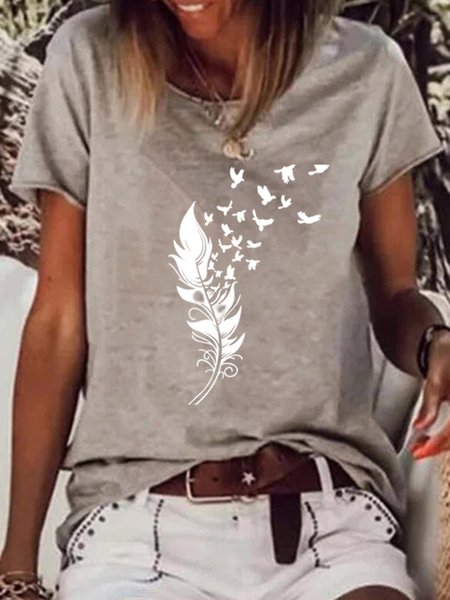 

Khaki Casual Printed Short Sleeve Shirts & Tops, Tops