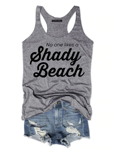 

No One Likes A Shady Beach Women's Sleeveless Shirt, Grey, Tank Tops