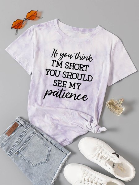 

If You Think Im Short You Should See My Patience Graphic Tee, Purple, T-shirts