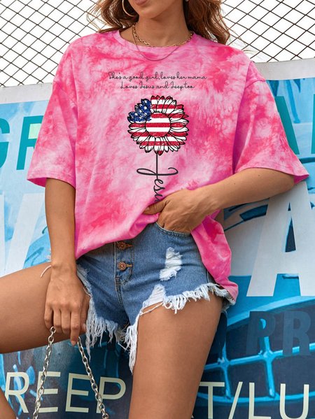 

She's A Good Girl Jeep Jesus Sunflower Oversized T-shirts, Rose red, T-shirts