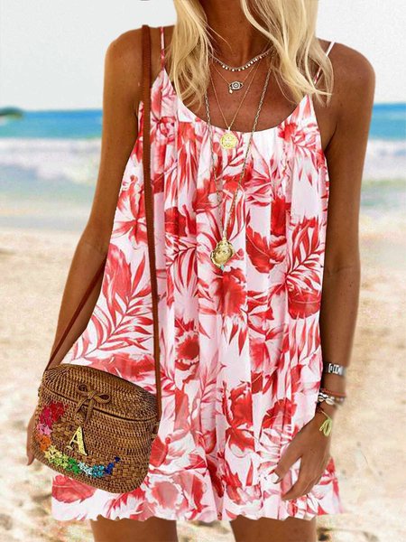 

Abito Ricorrere senza maniche Girocollo Misto Cotone, Rosso, Mini Dresses