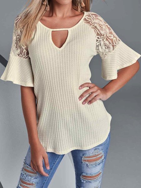 

Solid Half Sleeve Casual Shirts & Tops, Beige, Blouses & Shirts