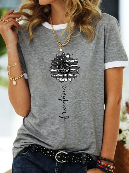 

Freedom American Flag Sunflower tee, Gray, T-shirts