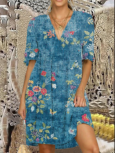 

Floreale Gonna Casuale, Blu, Linen & Cotton Dresses