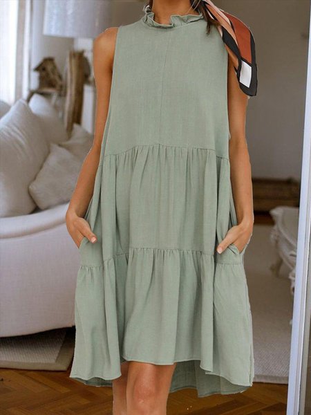 

senza maniche Girocollo Abito, Verde, Dresses