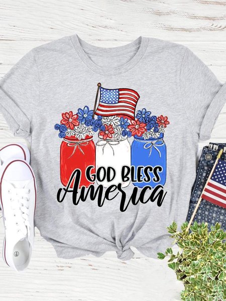 

God Bless America Mason Jar Tee, Gray, T-shirts