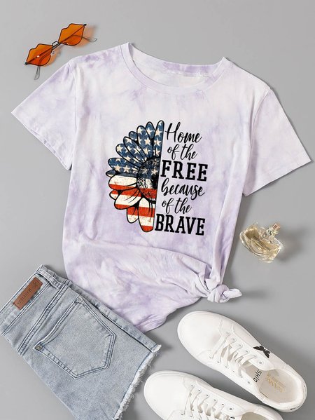 

Home Of The Free Because Of The Brave Graphic Tee, Purple, T-shirts