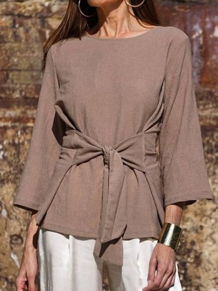 

Shift Casual Crew Neck Solid Daily Top, As picture, Blouses and Shirts