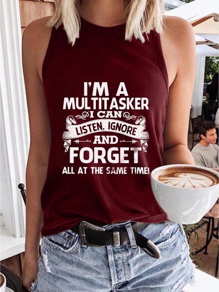 

Sarcastic Tank top, Sarcasm Tank top, Attitude Tank top, Dark Humor Tank top, I'm A Multitasker I Can Listen Ignore And Forget, Funny SayingTank top, Wine red, Tank Tops