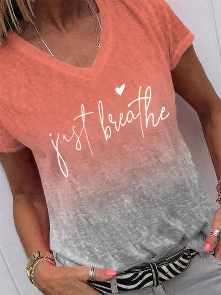 

Lettera Maniche Corte Scollo a V Vacanza Top, Come immagine, Blouses & Shirts