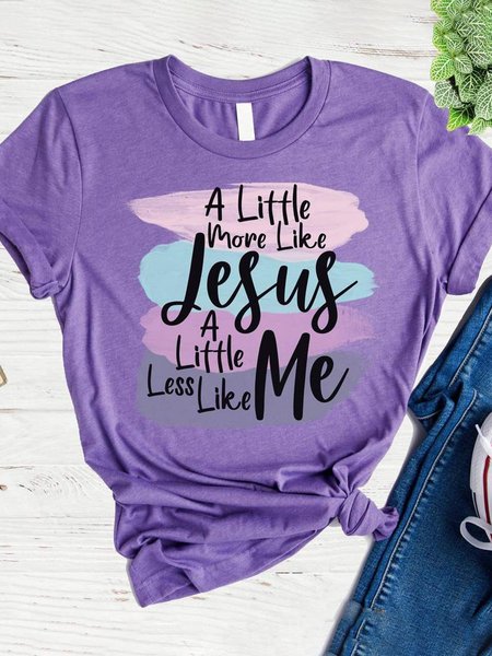 

A Little More Like Jesus A Little Less Like Me Watercolor Graphic Tee, Purple, T-shirts