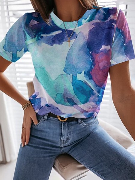 

Cotton-Blend Casual T-shirt, Multicolor, T-Shirts