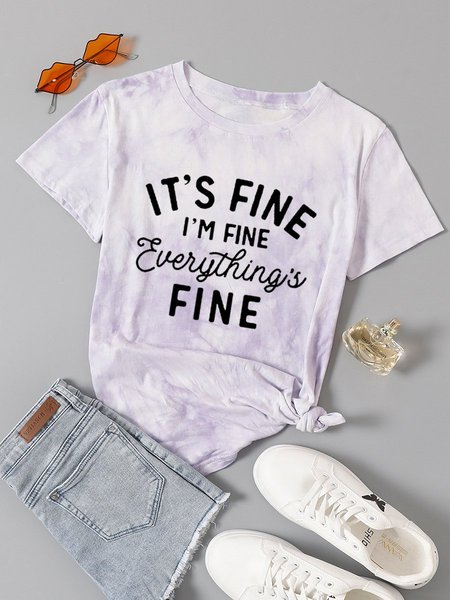 

It's Fine I'm Fine Everything's Fine Ombre/tie-Dye Women Tee, Purple, T-shirts