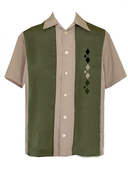 

Men's New Style Stitching Color Short Sleeve Casual Loose Shirt, Green, Shirts ＆ Blouse