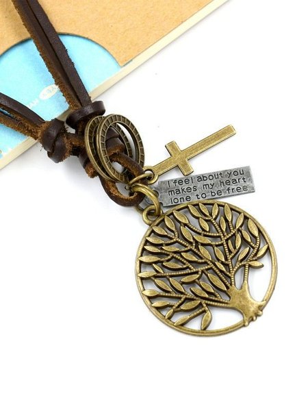 

Casual Round No Stone Pendant Necklaces, Brown, Accessories