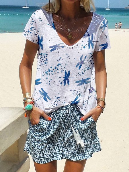 

Short Sleeve Vintage Animal Cotton T-shirt, White, T-Shirts