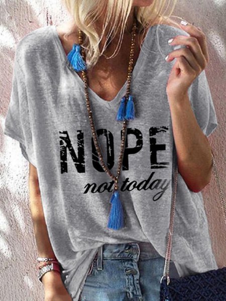 

Short Sleeve Letter Shift Casual T-shirt, Gray, T-Shirts