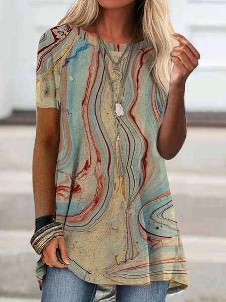 

JFN Abstract Cotton-Blend Casual T-shirt/Tee, Multicolor, T-Shirts