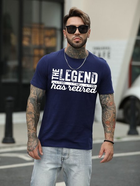 

The Legend Has Retired Funny Saying Graphic T Shirt, Deep blue, T-shirts