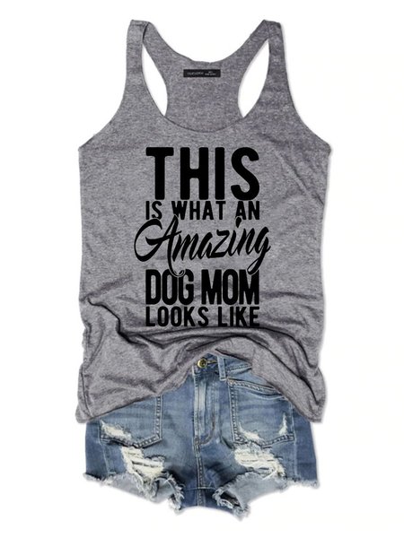 

This Is What An Amazing Dog Mom Looks Like Women's Sleeveless Shirt, Grey, Tank Tops