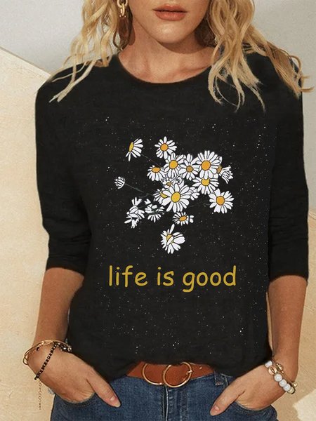 

Vintage Floral Tops, Black, T-Shirts