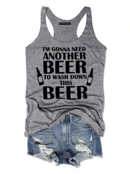 

I‘M Gonna Need Another Beer To Wash Down This Beer Women's Sleeveless Shirt, Grey, Tank Tops