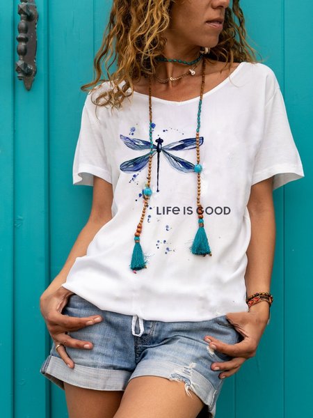 

Vintage Animal Short Sleeve Tops, White, T-Shirts