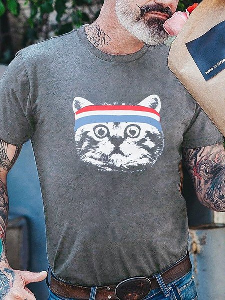 

Funny Men's Animal Themed Patriotic Graphic Tees for 4th of July and Summer, Deep gray, T-shirts